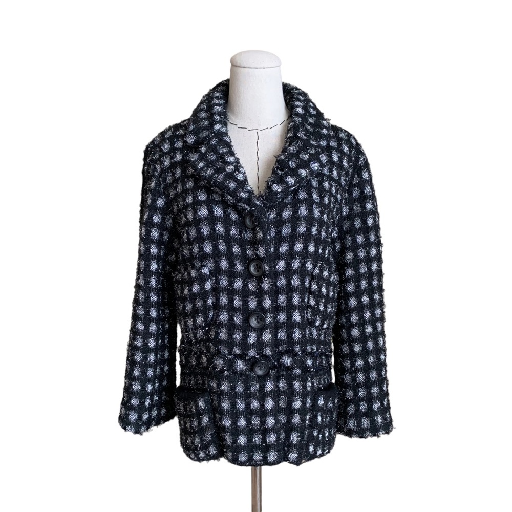 Marc Jacobs Collection Tweed Wool Single Breasted Blazer Jacket Metallic Runway
